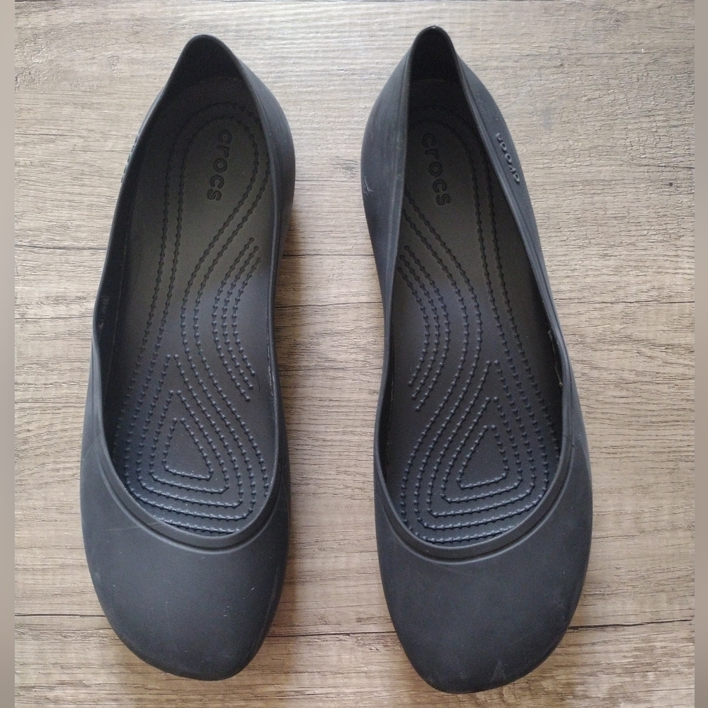Crocs Shoes Brooklyn Ballet Flats Black Slip On Comfort 209384 Women's Size 11